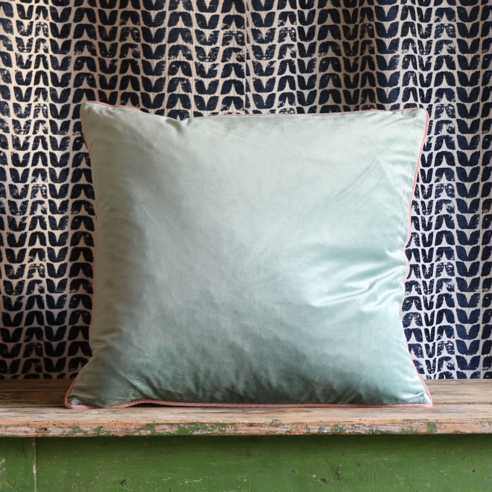Mint green velvet cushion sale