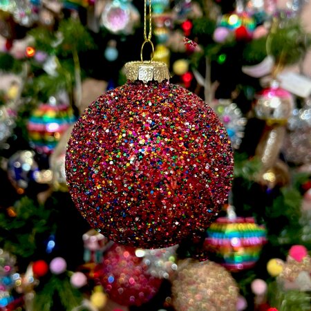 Multi Glitter Glass Hanging Bauble