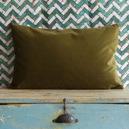 Olive Velvet Feather Filled Cushion 40x60cm