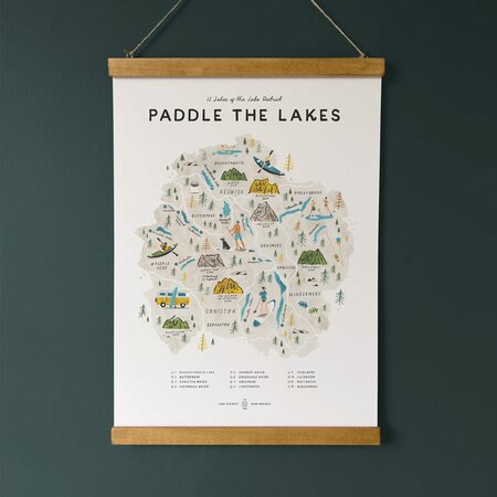 Paddle the Lakes A3 Tube & Hanger by Oldfield Design Co