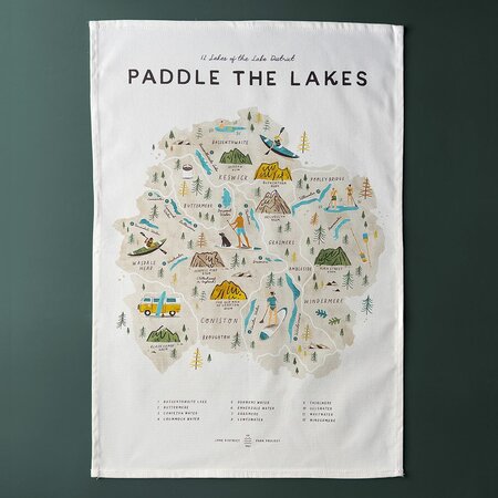 Paddle The Lakes Tea Towel by Oldfield Design Co