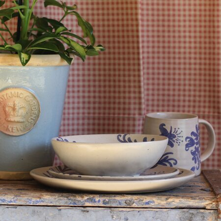 Petunia Stoneware Blue Bowl