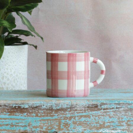 Pink Gingham Mug