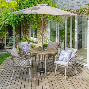 Rope Weave 4 Seater Dining Set with 2.5m Parasol