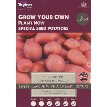 Rudolph Main Crop Seed Potatoes (pack of 10 Tubers)