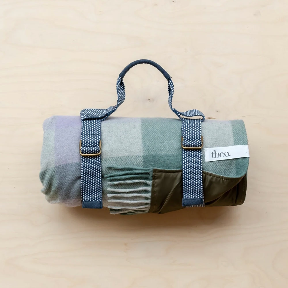 Sage Gradient Gingham Recycled Wool Picnic Blanket by Tartan Sage Gradient Gingham Recycled Wool Picnic Blanket by Tartan
