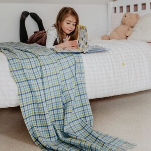 Seaside Gingham Lambswool Kids Blanket by Tartan Blanket Co.