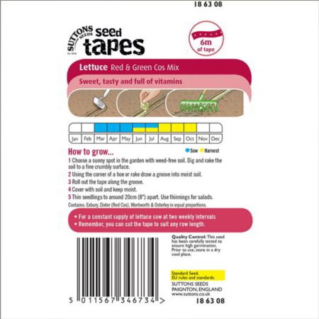 Seed Tape - Lettuce Red & Green Cos Mix