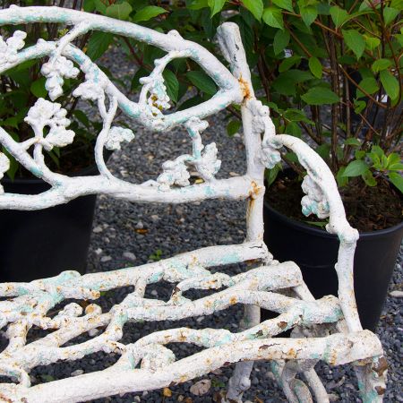 Serpent and Twig White Cast Iron Bench