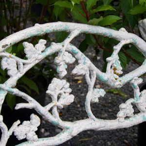 Serpent and Twig White Cast Iron Bench