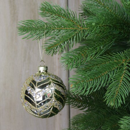 Shiny Gold Glass Bauble with Copper Bead Swags Decoration