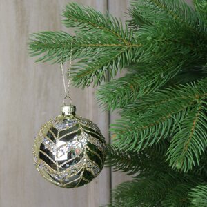 Shiny Gold Glass Bauble with Copper Bead Swags Decoration