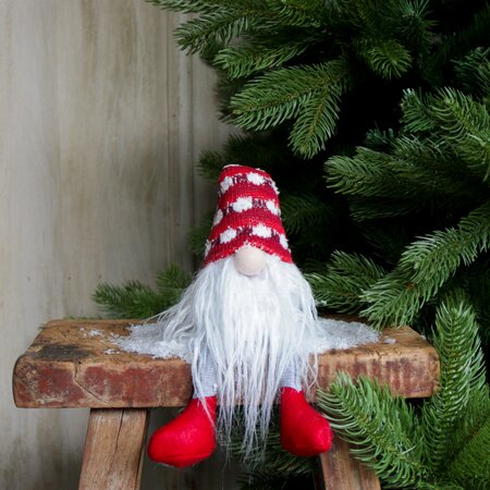 Sitting Santa with Red and White Hat