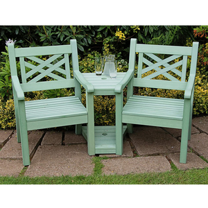 Speyside Winawood 2 Seater Wood Effect Duck Egg Green Love Seat