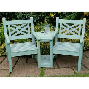Speyside Winawood 2 Seater Wood Effect Powder Blue Love Seat