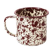 Splatter Enamel Mug Burgundy and Cream 12oz