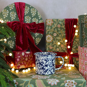 Splatter Enamel Mug Navy and Cream 12oz