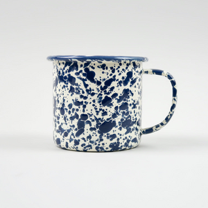 Splatter Enamel Mug Navy and Cream 12oz