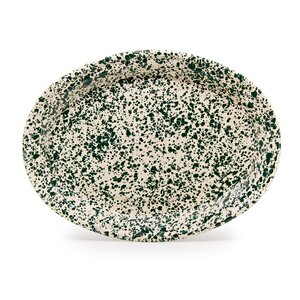 Splatter Enamel Oval Platter in Burgundy and Cream