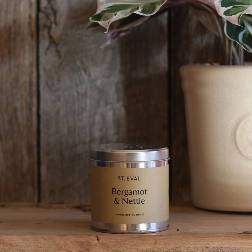 St Eval Bergamot & Nettle Scented Tin Candle Beetham Nurseries