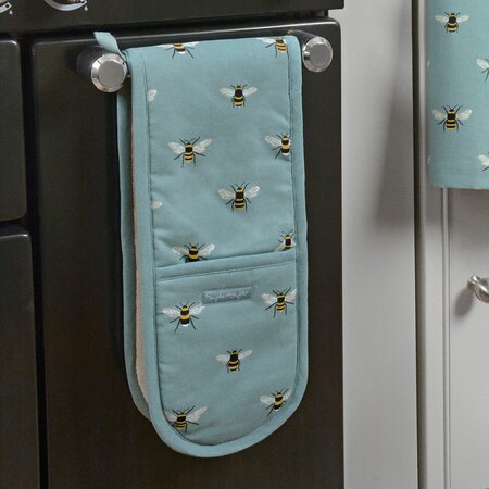 Teal Bees Double Oven Glove by Sophie Allport