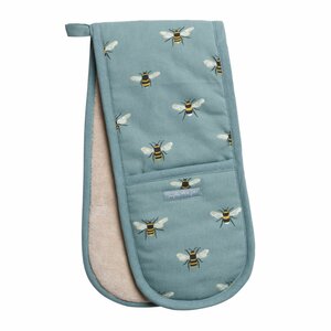 Teal Bees Double Oven Glove by Sophie Allport