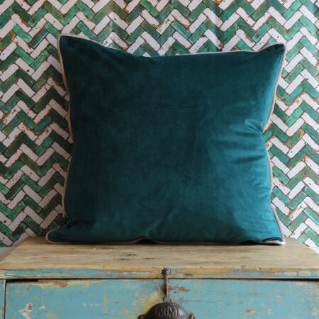 Teal Blush Velvet Feather Filled Cushion 55x55cm