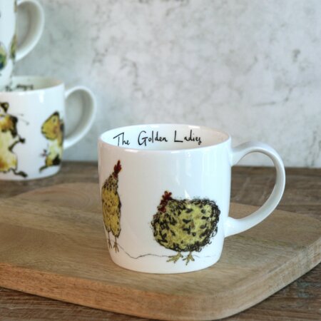 The Golden Ladies Chicken Mug by Anna Wright