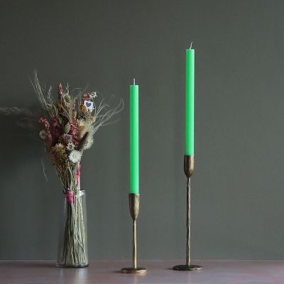 True Grace Fluro Green Dining Candles are manufactured using a traditional method and contain paraffin wax. Burn time 12 hours.