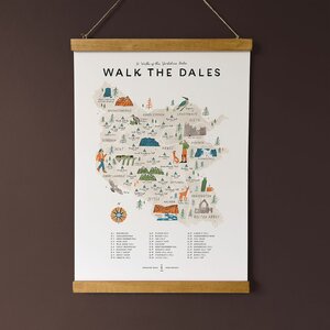 Walk The Dales Map with Frame by Oldfield Design Co