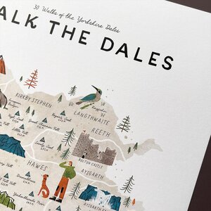 Walk The Dales Map with Frame by Oldfield Design Co