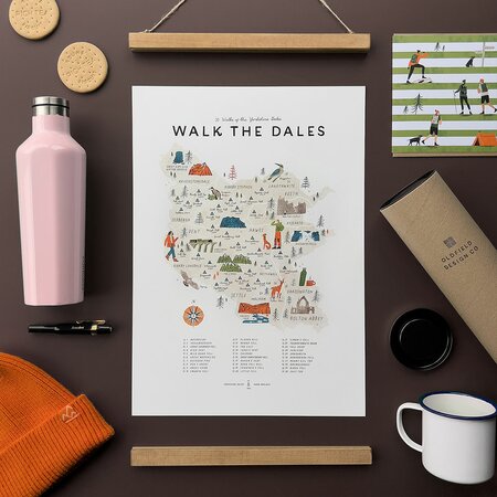 Walk The Dales Map with Frame by Oldfield Design Co