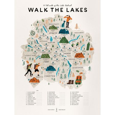 Oldfield Design Walk the Lakes Map with Frame