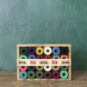 Wooden Crate of Mini Nutscene Heritage Twine Spools