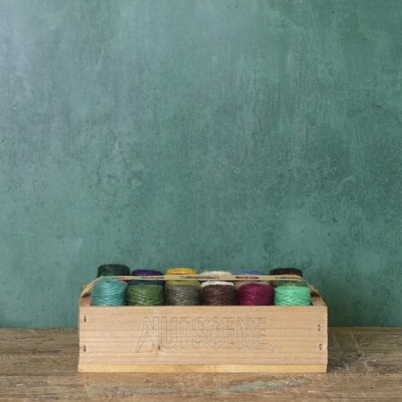 Wooden Crate of Mini Nutscene Heritage Twine Spools