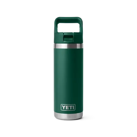 YETI Rambler® 18 Oz Water Bottle With Colour-Matched Straw Cap in Black Forest Green