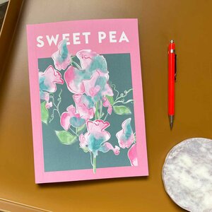 Yve Print Co Sweet Pea Illustration A5 Lined Everyday Notebook